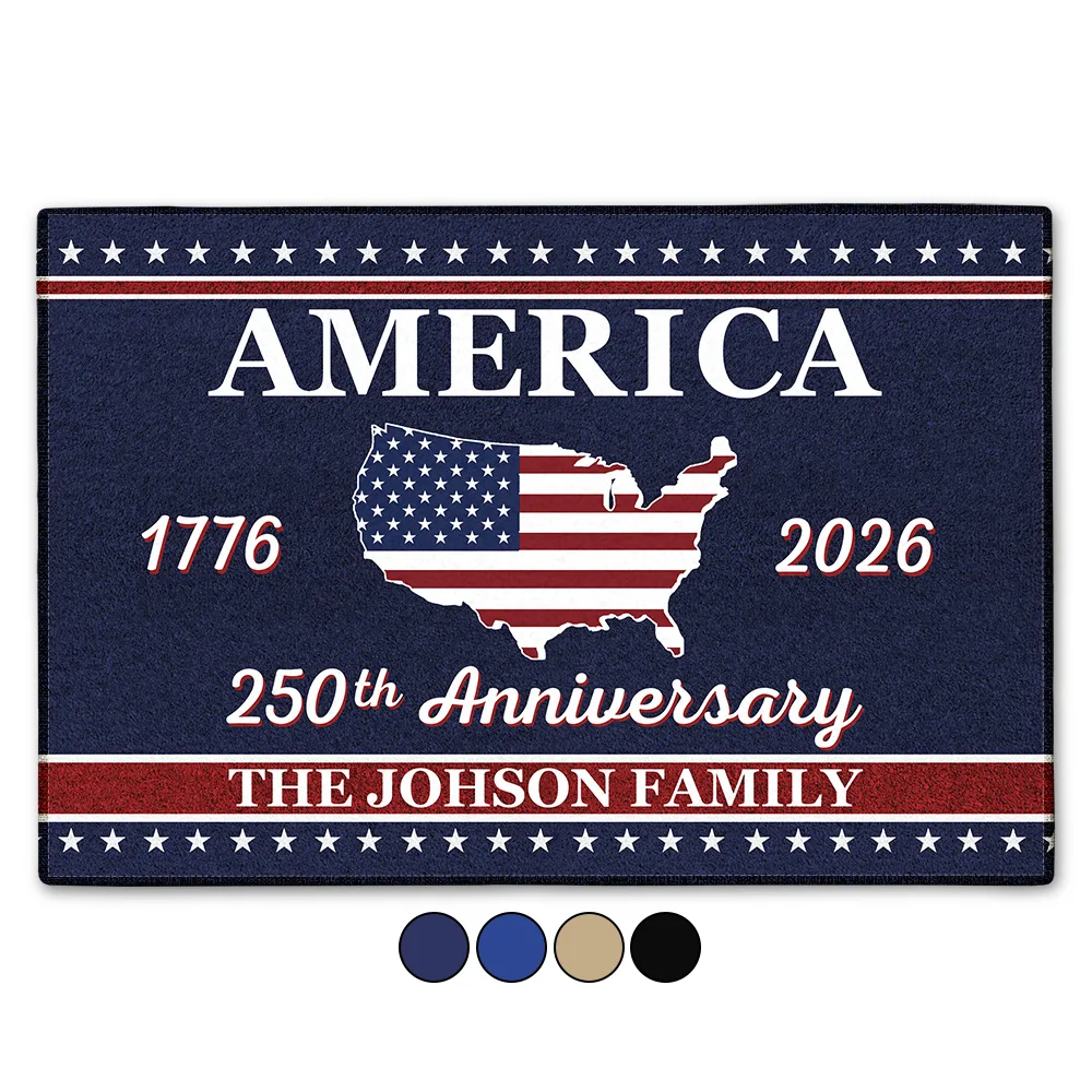 America 250th Anniversary Family With US State - Personalized Doormat