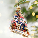 Independence Day,America 250th,Christmas,Proud,Family,Icon - America 250th Anniversary Penguin Family Christmas - Personalized Custom Shaped Acrylic Ornament