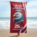 America 250th,Independence Day,Gift For Yourself,Proud,Icon - America 250th Anniversary US Pride Patriotic Eagle - Personalized Beach Towel
