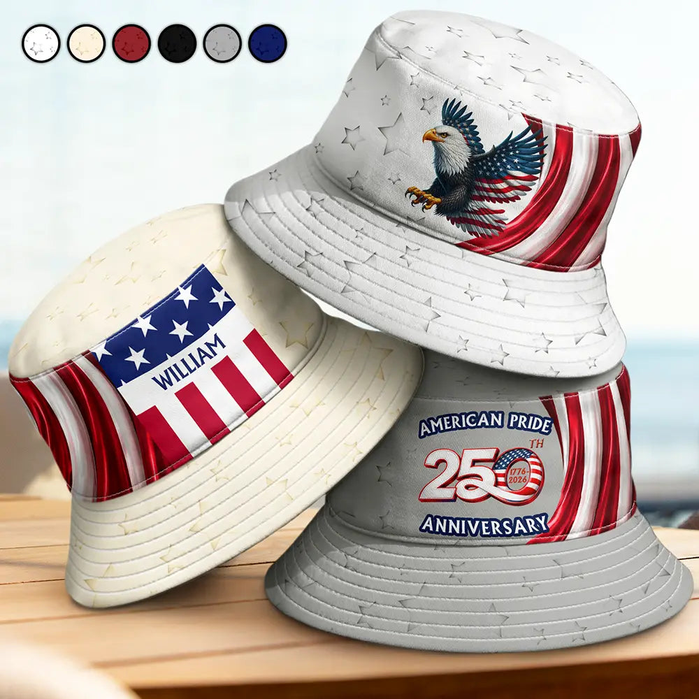 America 250th Anniversary US Pride Patriotic Eagle - Personalized Bucket Hat