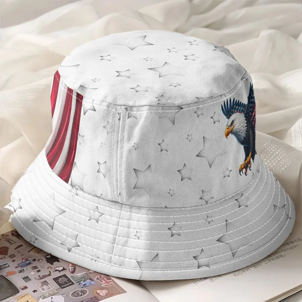 Independence Day,America 250th,Gift For Men,Icon,Proud - America 250th Anniversary US Pride Patriotic Eagle - Personalized Bucket Hat