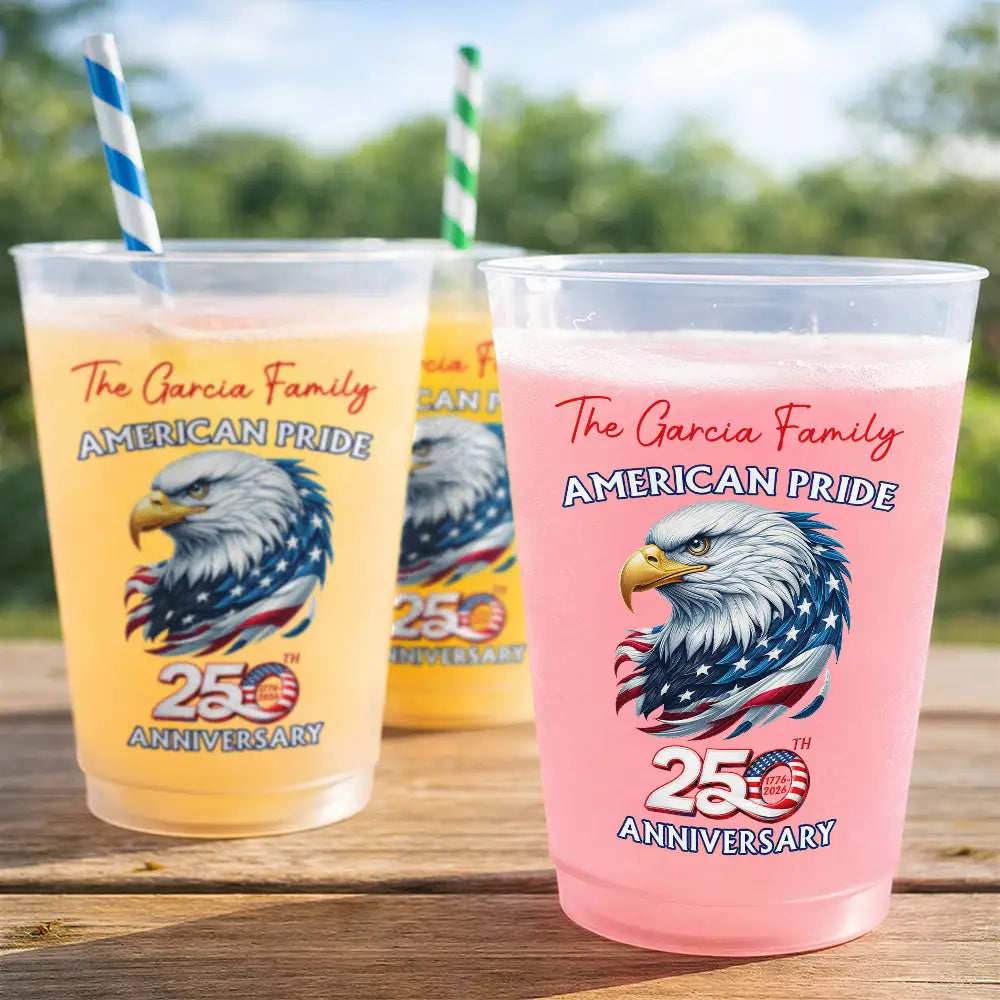 Independence Day,America 250th,Icon,Proud - America 250th Anniversary US Pride Patriotic Eagle - Personalized Frosted Cups