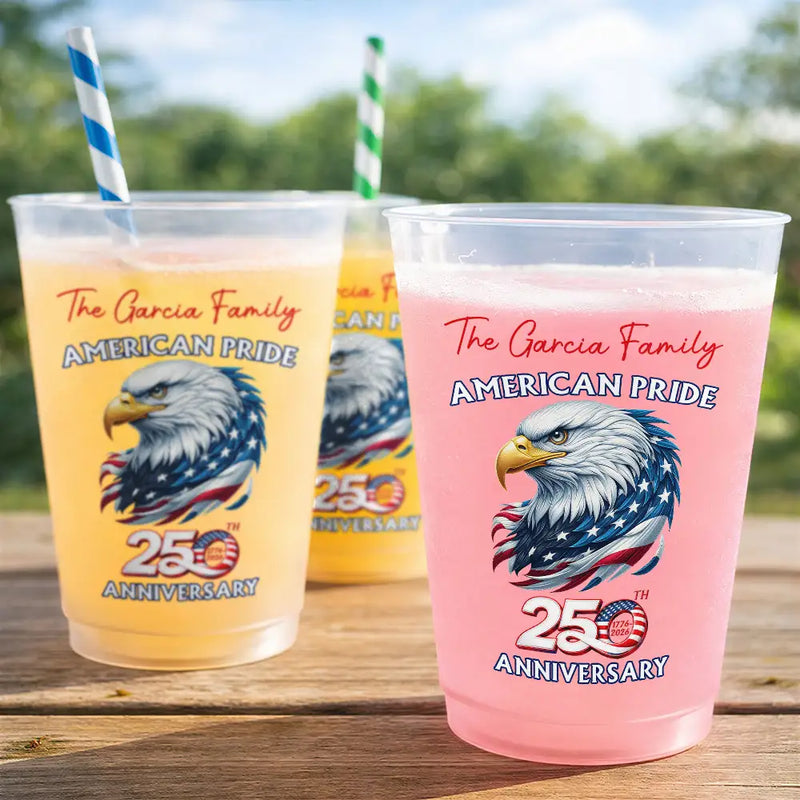 Independence Day,America 250th,Icon,Proud - America 250th Anniversary US Pride Patriotic Eagle - Personalized Frosted Cups