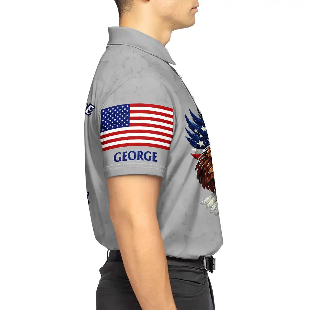 Gift For Men,Gift For Yourself,Happy - America 250th Anniversary US Pride Patriotic Eagle - Personalized Polo Shirt