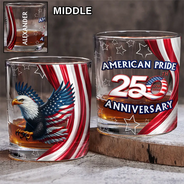 Independence Day,America 250th,Gift For Men,Icon,Proud - America 250th Anniversary US Pride Patriotic Eagle - Personalized Whiskey Glass