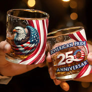 Independence Day,America 250th,Gift For Men,Icon,Proud - America 250th Anniversary US Pride Patriotic Eagle - Personalized Whiskey Glass