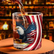 Independence Day,America 250th,Gift For Men,Icon,Proud - America 250th Anniversary US Pride Patriotic Eagle - Personalized Whiskey Glass