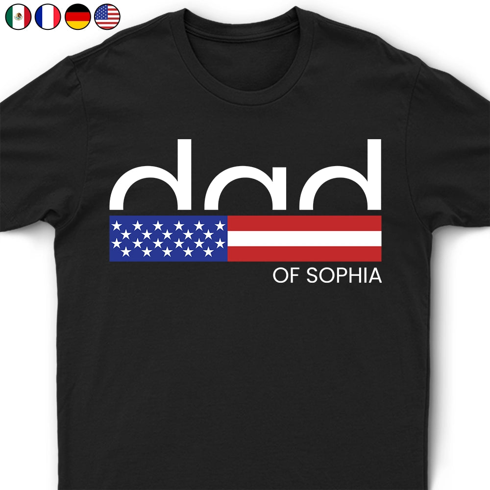 America Dad Of Kid Custom Name - Personalized T Shirt