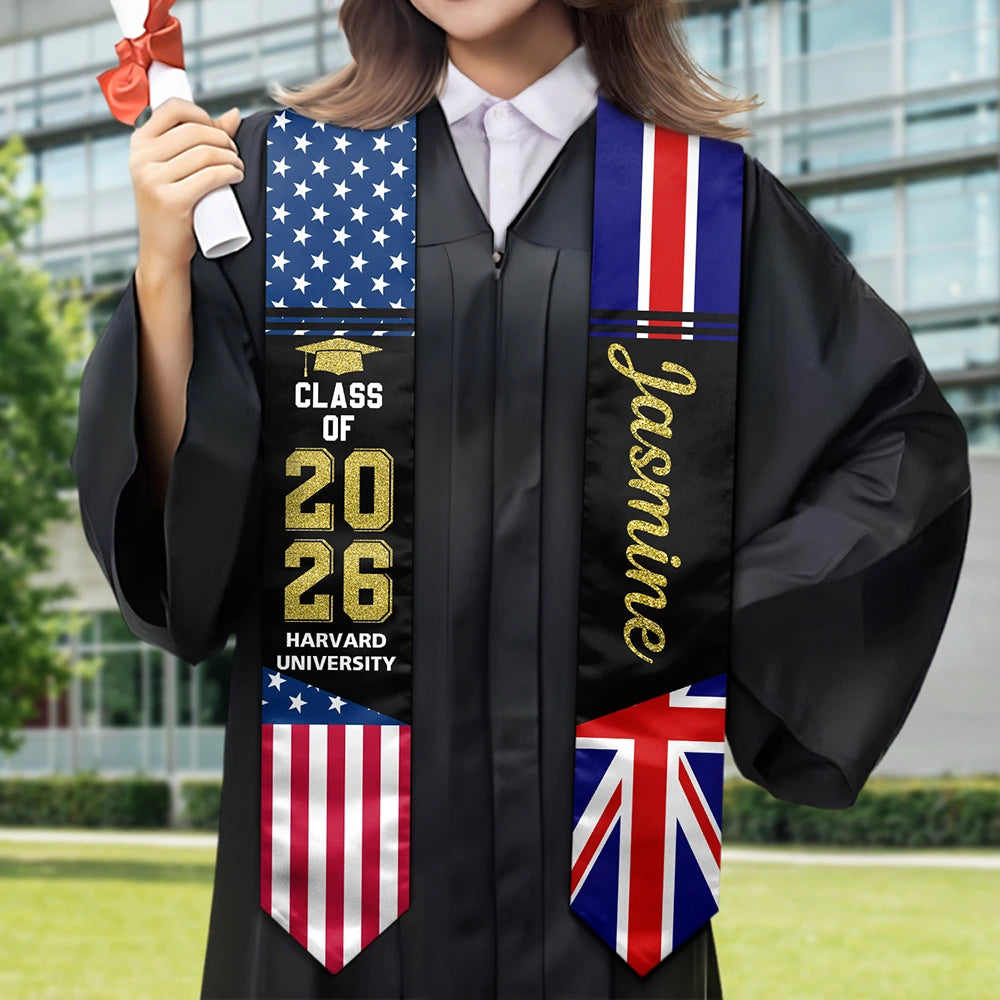 America Flag Graduation - Personalized Stoles