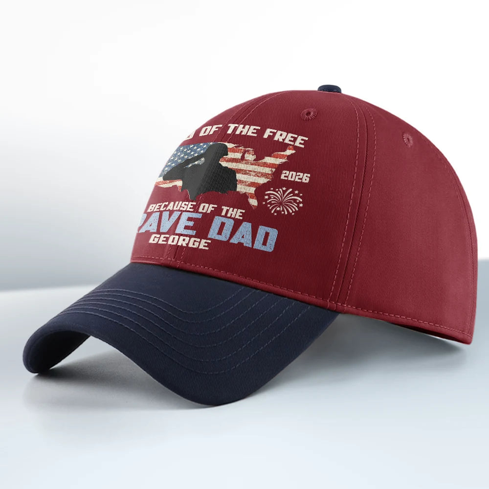 Happy,Independence Day,Gift For Men,Gift For Yourself,America 250th,Gift For Father,Gift For Grandpa,Veteran,Proud - America Land Of The Free Because Of The Brave Dad - Personalized Two Tone Cap
