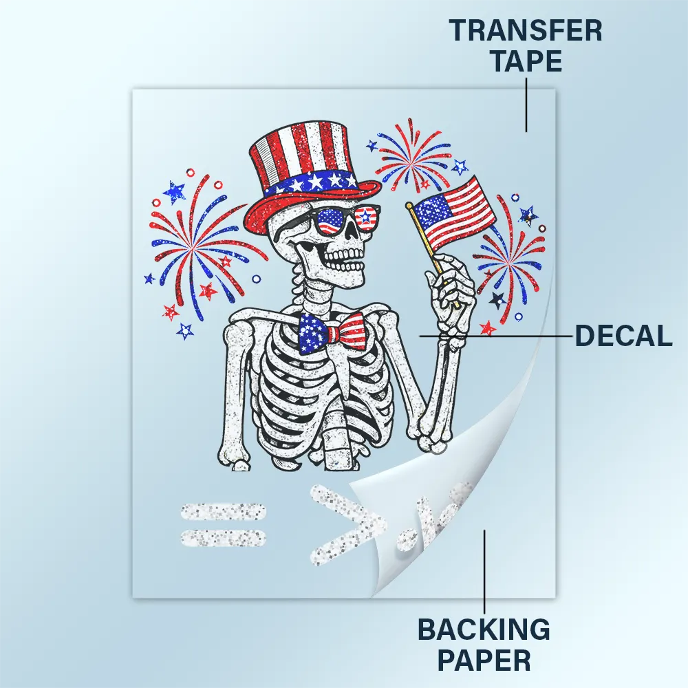 America 250th, Independence Day - America Waving Flag Faux Glitter Equal Better Than Divide - Personalized Decor Decal