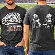 Gift For Father,Sport Dad,Happy,Vector - American Football Dad Mom Kids Backside - Personalized T Shirt