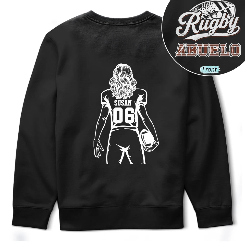 Gift For Father,Sport Dad,Happy,Vector - American Football Dad Mom Kids Backside - Personalized T Shirt