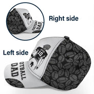 Gift For Father,Gift For Grandpa,Football,Non-Eng,Icon,Confident - American Football Dad Papa Kids Backside Line Art - Personalized Classic Cap