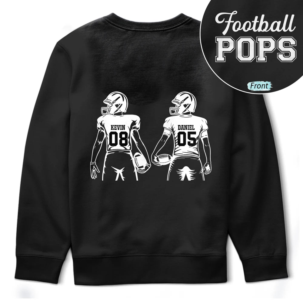 Gift For Father,Gift For Grandpa,Football,Non-Eng,Icon,Confident - American Football Dad Papa Kids Backside Line Art - Personalized T Shirt