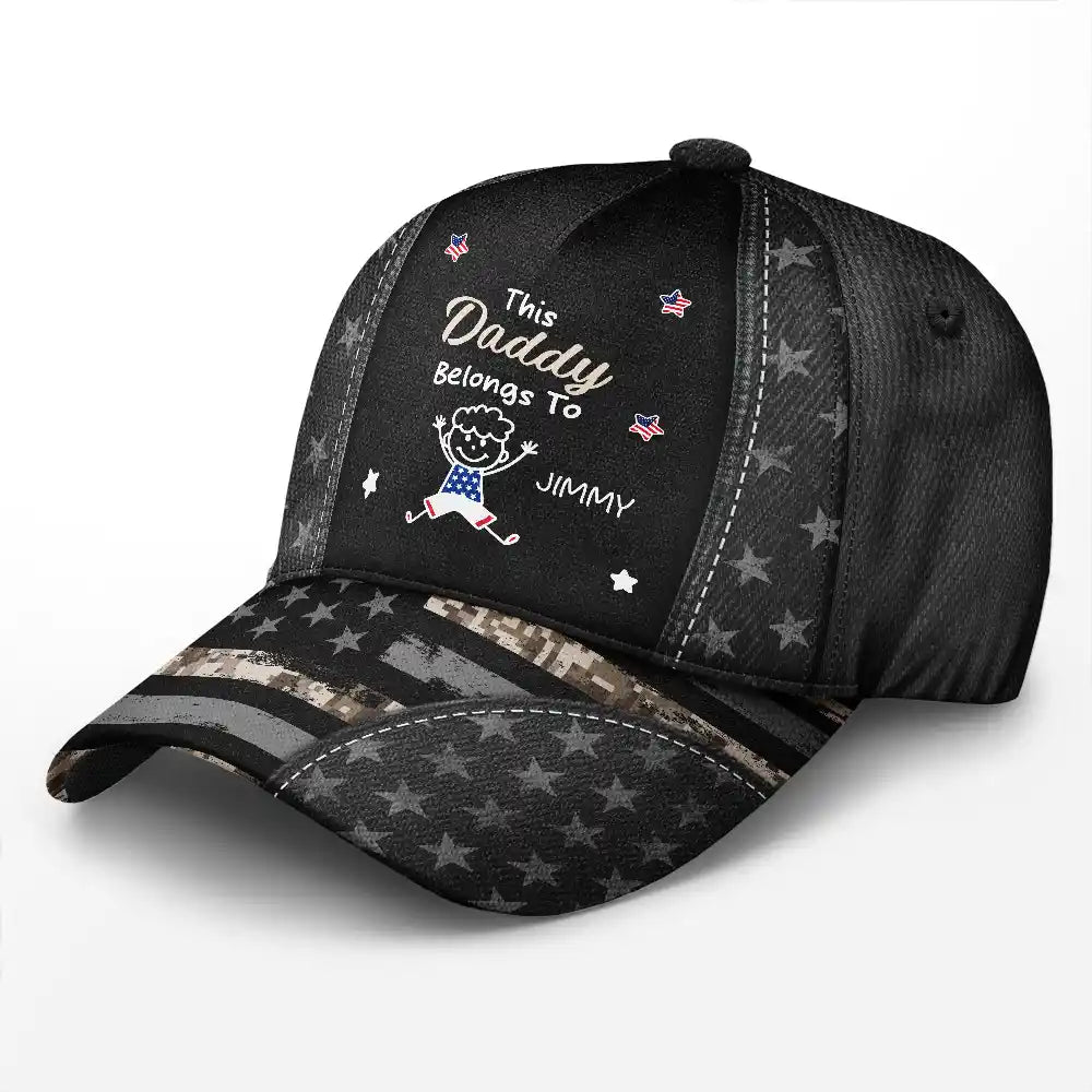 Gift For Grandpa,Gift For Father,Funny,Independence Day,Icon - American Stars And Stripes This Papa Dad Belongs To - Personalized Classic Cap
