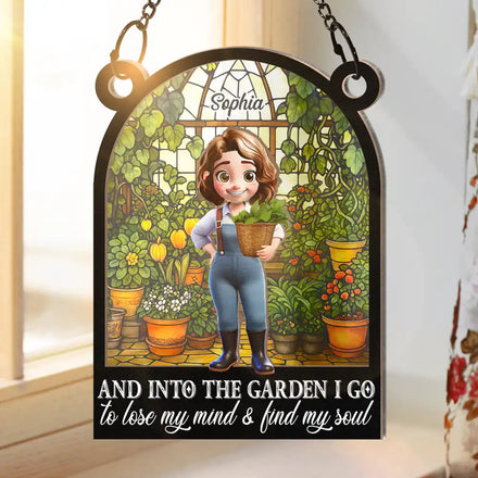 And Into The Garden I Go Gardening - Personalized Window Hanging Suncatcher Ornament