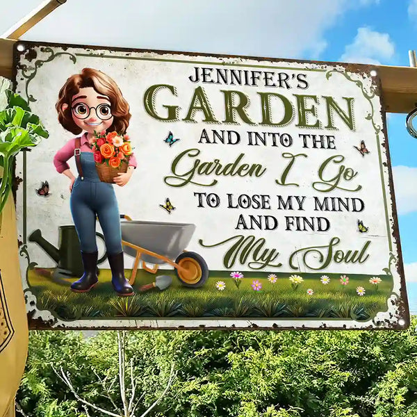 Gardening,Gift For Women - And Into The Garden I Go Gardening Woman - Personalized Classic Metal Signs