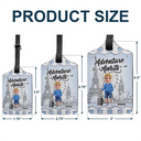 Happy,Travel - And So Adventure Begins Travel - Personalized Luggage Tag