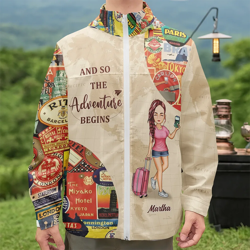 Gift For Women,Travel,Happy - And So The Adventure Begins Travel Lover - Personalized Rain Jacket