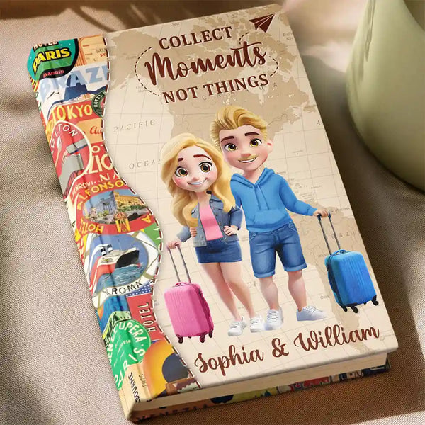 Gift For Couples,Gift For Wife,Gift For Husband,Happy,Travel - And So The Adventure Begins Traveling Couple - Personalized Hardcover Journal