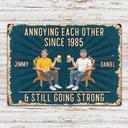 Summer,Top Market,Gift For Couples,Old Couples,Humorous,Vector - Animate Couple Annoying Each Other - Personalized Classic Metal Signs