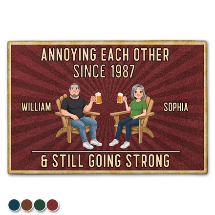 Animate Couple Annoying Each Other - Personalized Doormat