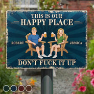Animate Couple This Is Our Happy Place - Personalized Classic Metal Signs