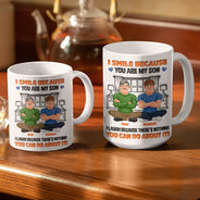 Gift For Son, Gift For Children, Humorous, Vector - Animate Mom Son I Smile Because You're My Son - Personalized White Edge-to-Edge Mug
