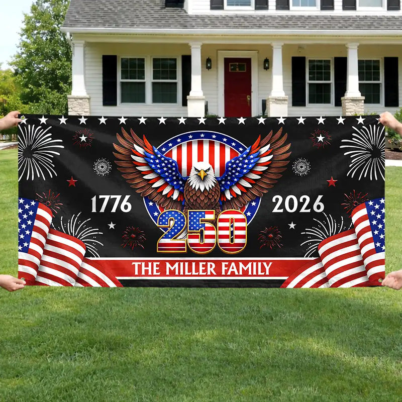 Family,Parents,Happy,America 250th - Anniversary America 250th - Personalized Horizontal Banner