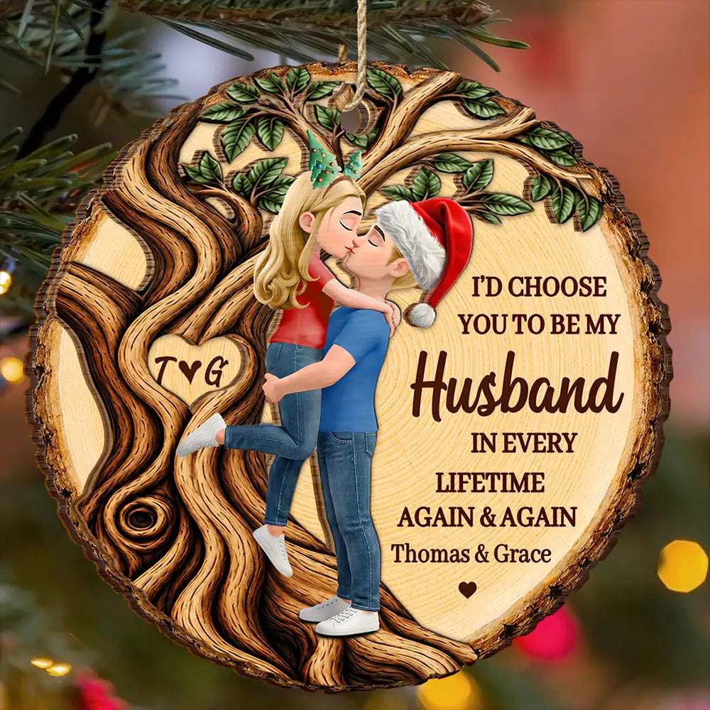 Anniversary Couple Gift - Personalized I Wood Choose You 2-Layered Wooden Ornament