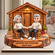 Anniversary,Gift For Couples,Old Couples,Romantic,Top Market,Vector-Anniversary Gift For Couples - Personalized Growing Old Together Wooden Plaque