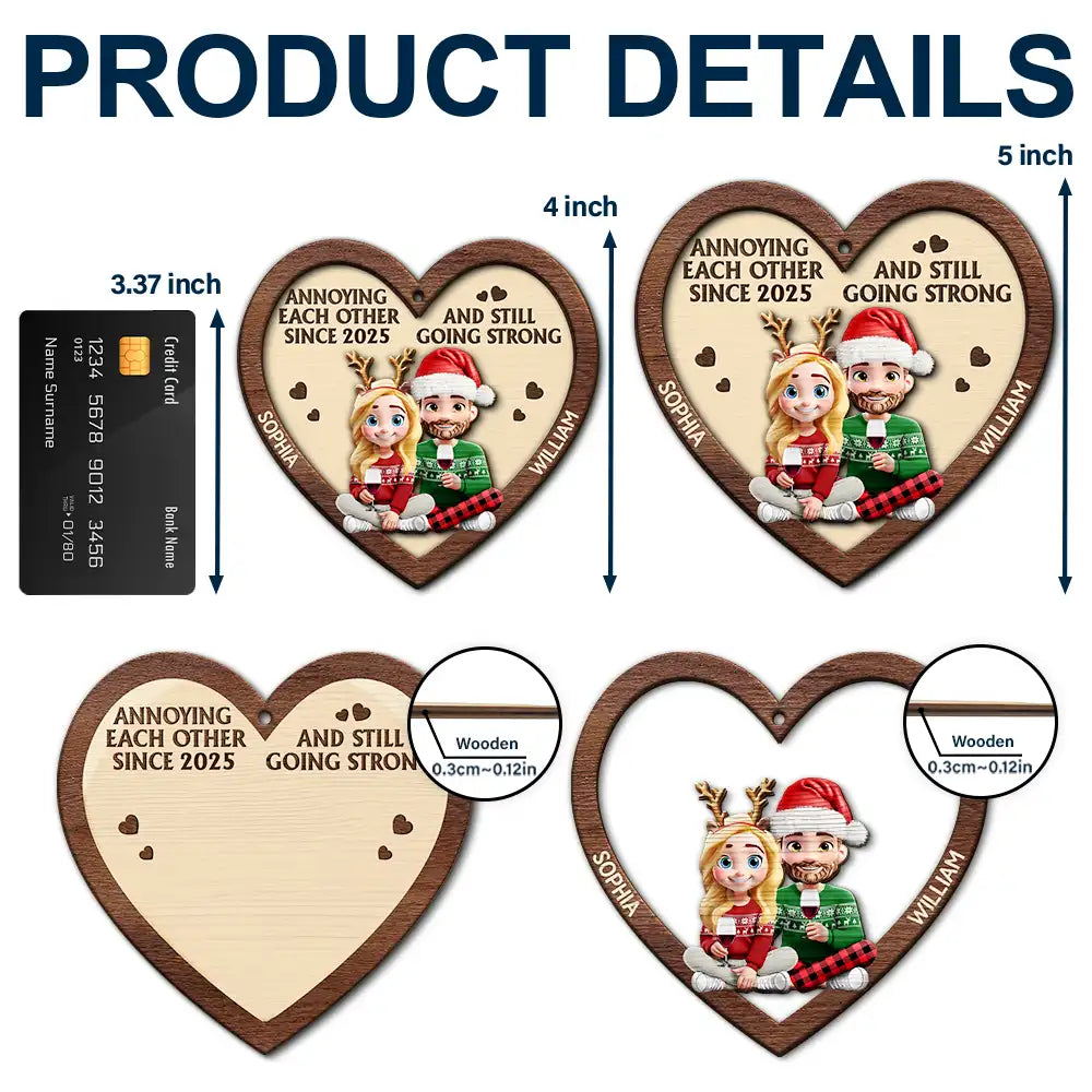 Love,Christmas,Gift For Wife,Gift For Husband,Gift For Couples,Gift For Boyfriend,Gift For Girlfriend,Old Couples  -Annoying Each Other 3D Effect Couple - Personalized 2-Layered Wooden Ornament