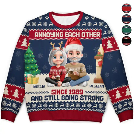 Annoying Each Other 3D Effect Couple - Personalized Unisex Ugly Sweater