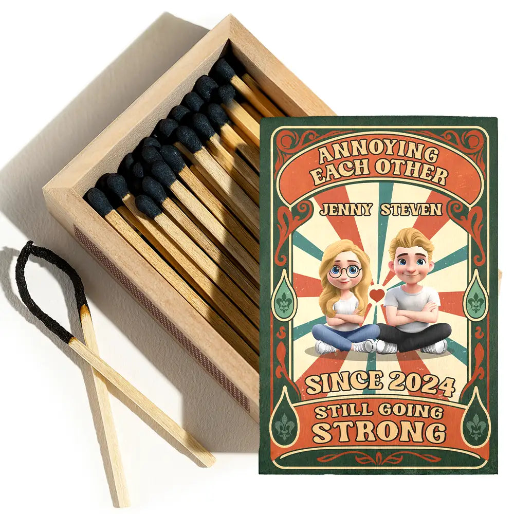 Gift For Couples,Old Couples,LGBT,Love - Annoying Each Other And Still Going Strong - Personalized Wooden Matchbox