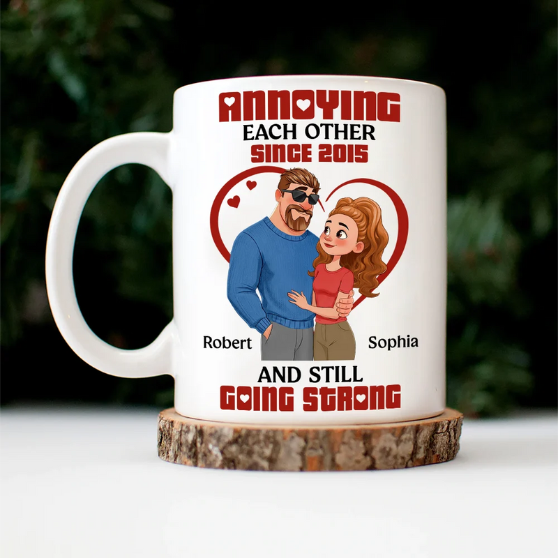 Gift For Couples,Old Couples,Gift For Husband,Gift For Wife,Love - Annoying Each Other Hugging Couple - Personalized Mug