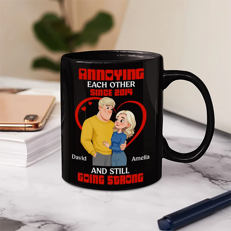 Gift For Couples,Old Couples,Gift For Husband,Gift For Wife,Love - Annoying Each Other Hugging Couple - Personalized Mug