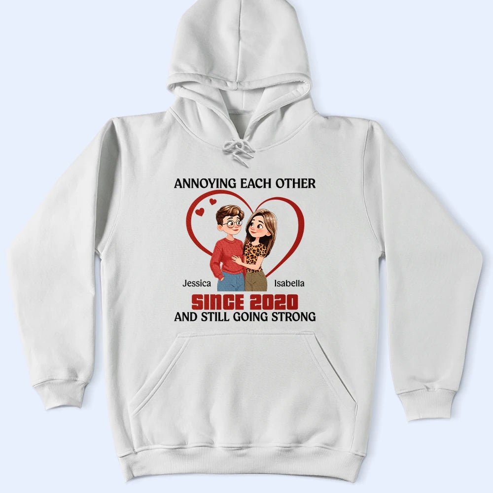 Gift For Couples,Old Couples,Gift For Husband,Gift For Wife,Funny - Annoying Each Other Hugging Couple - Personalized T Shirt