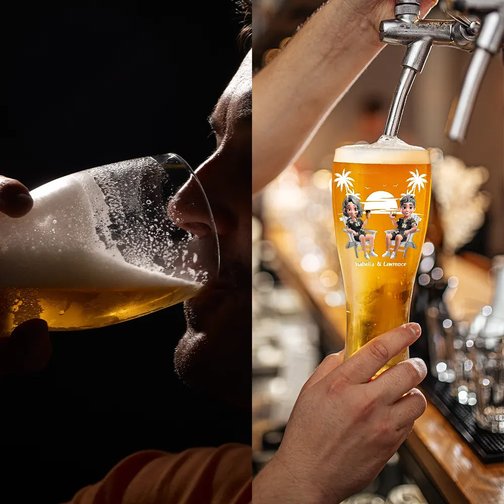 Gift For Couples,Gift For Husband,Gift For Wife,Gift For Boyfriend,Gift For Girlfriend,Funny - Annoying Each Other Since - Personalized Pilsner Glass