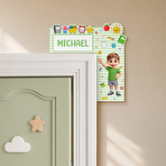 Confident, Back To School, Gift For Kids, Vector - Apple Pencil Preschool Kindergarten Boy Girl - Personalized Door Corner Wood Sign