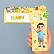 Confident, Back To School, Gift For Kids, Vector - Apple Pencil Preschool Kindergarten Boy Girl - Personalized Door Corner Wood Sign