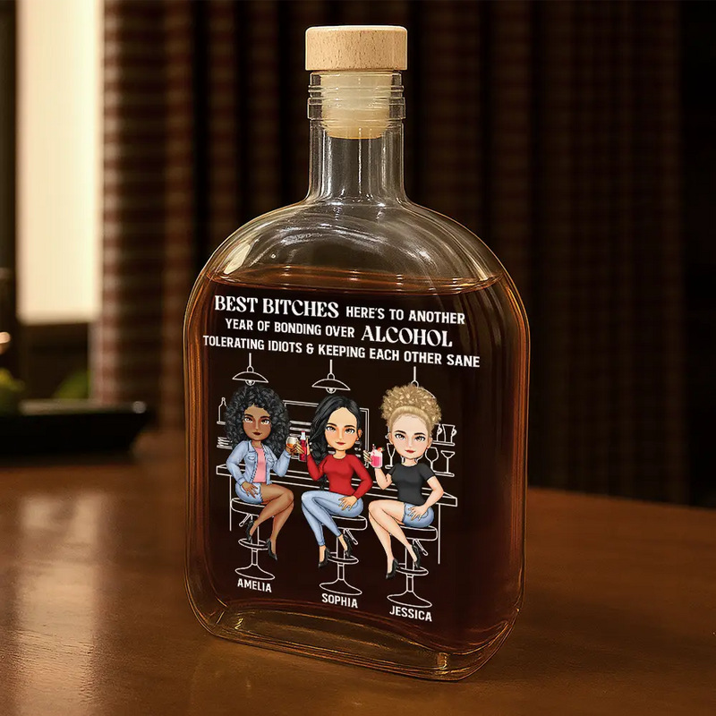 Gift For Bestie,Gifts For Colleagues,Gift For Sisters,Christmas,Funny - Are We Drunk Wine Bestie - Personalized Whiskey Bottle