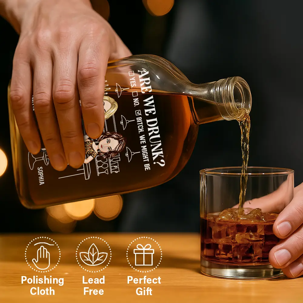 Gift For Bestie,Gifts For Colleagues,Gift For Sisters,Christmas,Funny - Are We Drunk Wine Bestie - Personalized Whiskey Bottle