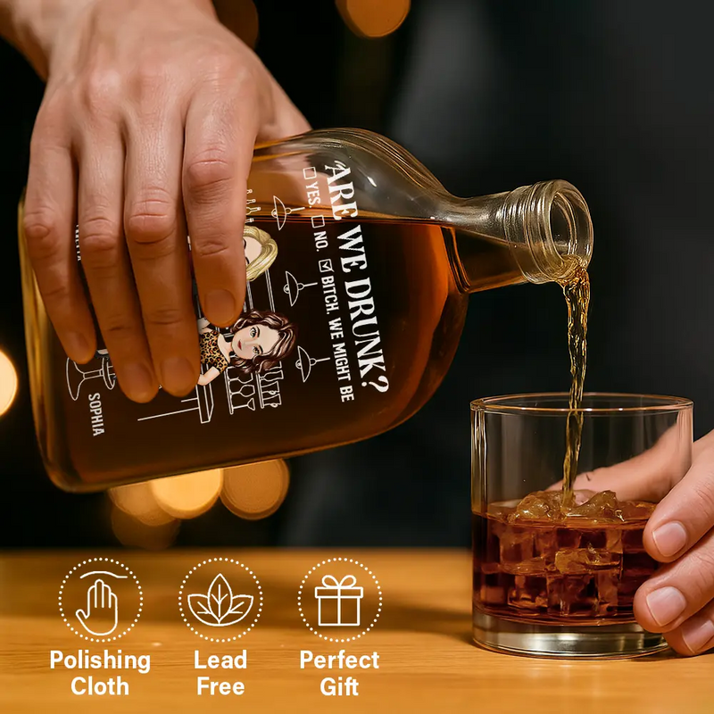 Gift For Bestie,Gifts For Colleagues,Gift For Sisters,Christmas,Funny - Are We Drunk Wine Bestie - Personalized Whiskey Bottle