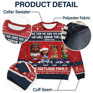 Christmas,Christian,Family,Pet Lovers - As For Me And My House We Will Serve The Lord - Personalized Unisex Ugly Sweater