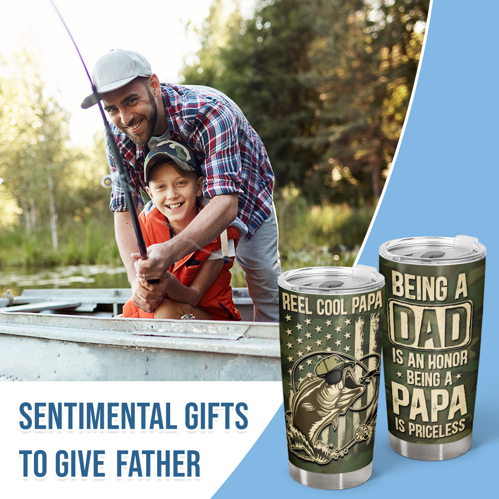Wander Prints Gift For Dad - Fishing Being A Dad Is An Honor - 20oz Insulated Tumbler - Father's Day Birthday Gift AZCS