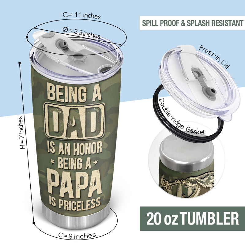 Wander Prints Gift For Dad - Fishing Being A Dad Is An Honor - 20oz Insulated Tumbler - Father's Day Birthday Gift AZCS