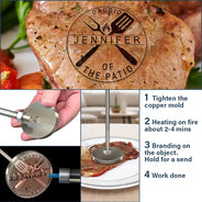 Happy, Gift For Yourself, Gift For Women, Gift For Men, Grilling - BBQ King Grill Master - Personalized Grilling Branding Stamp