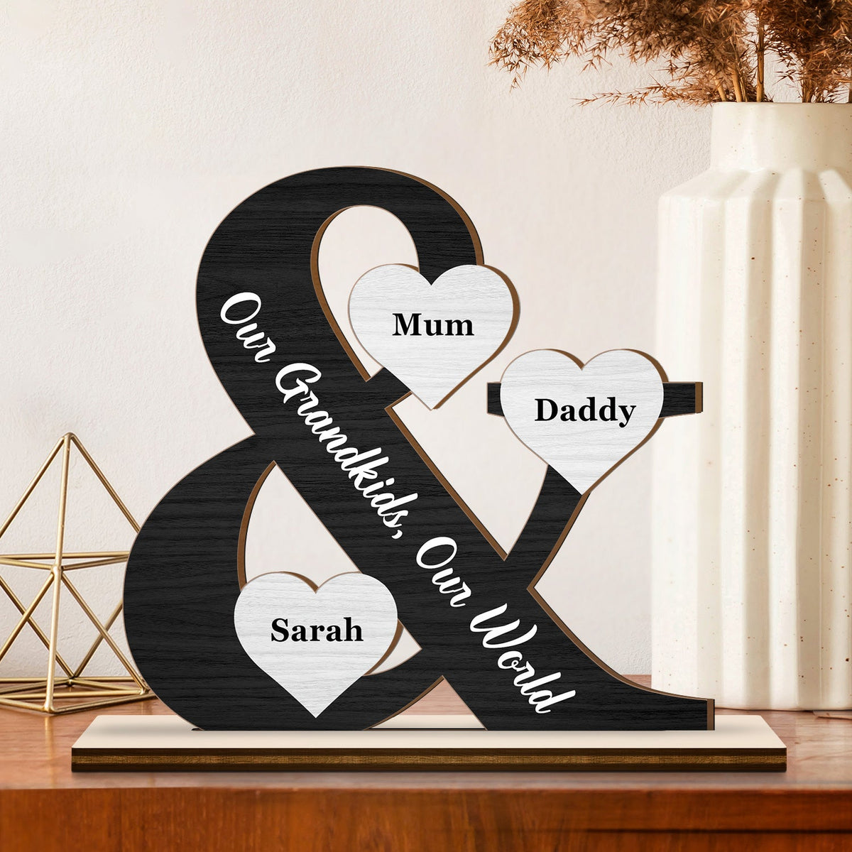 Our Grandkids Our World - Loving Gift For Parent, Grandparent, Nana, Papa - Personalized Custom Shaped 2-Layered Wooden Plaque