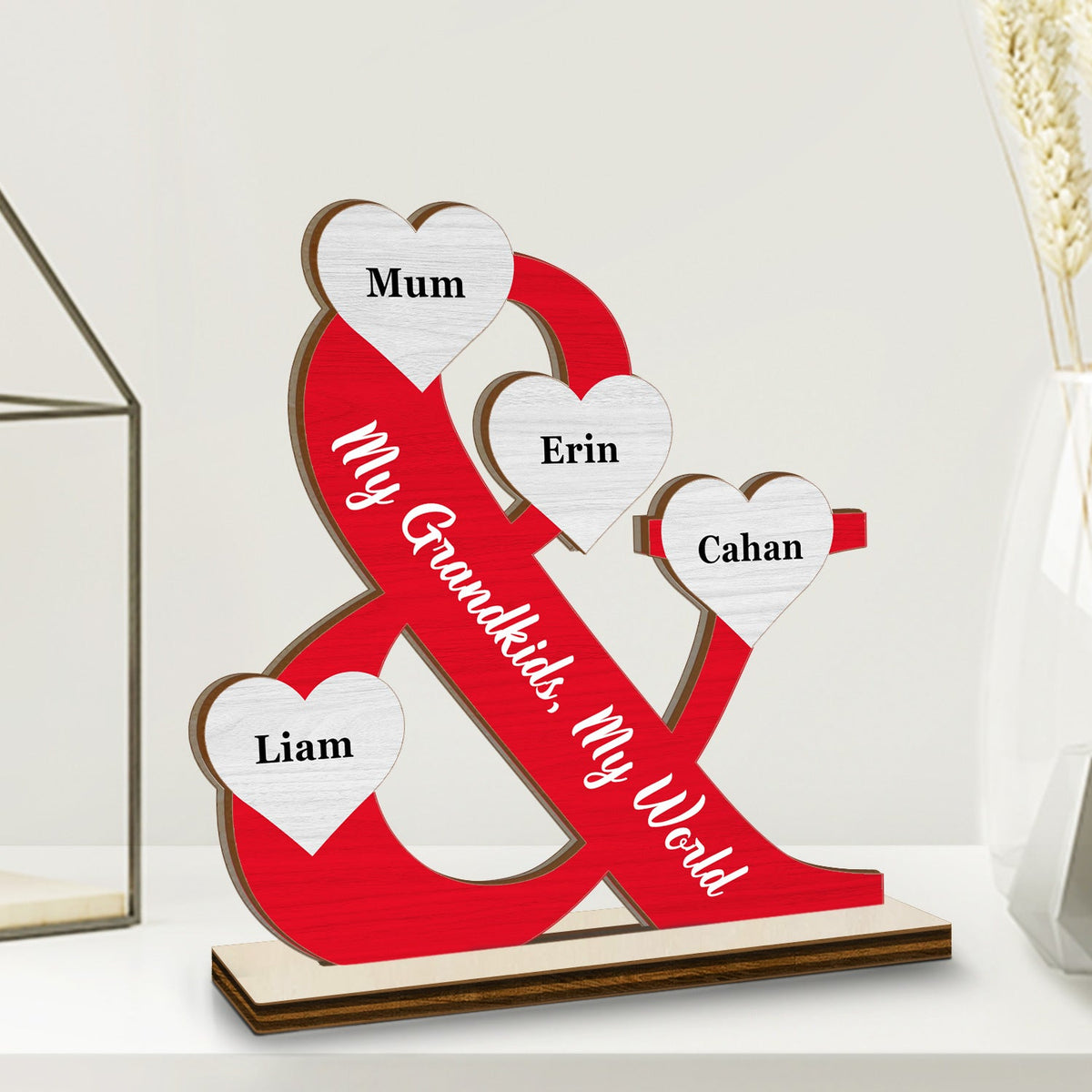 Our Grandkids Our World - Loving Gift For Parent, Grandparent, Nana, Papa - Personalized Custom Shaped 2-Layered Wooden Plaque